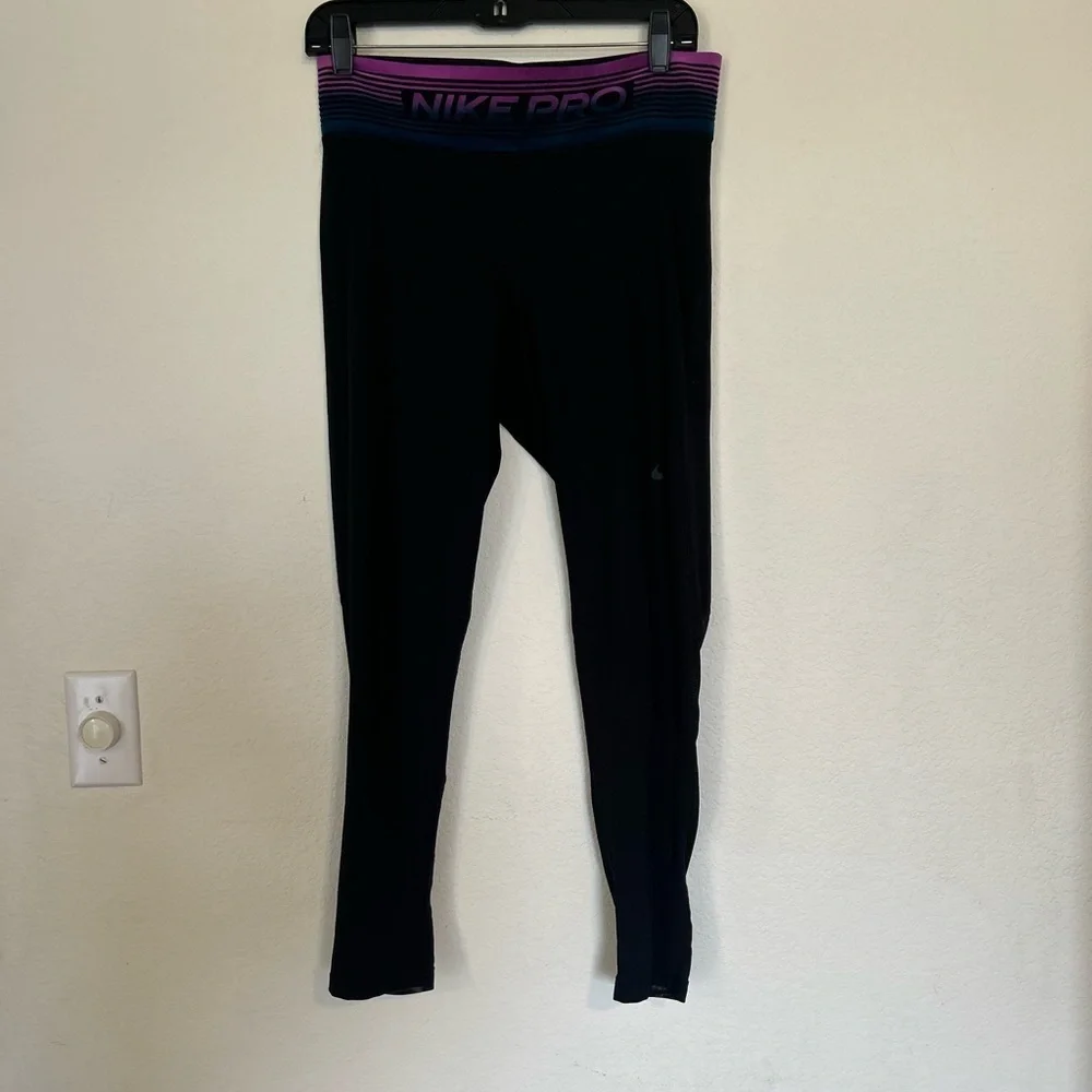 Nike Pro Intertwist Women's Leggings Black Purple Blue Compression Pants Large